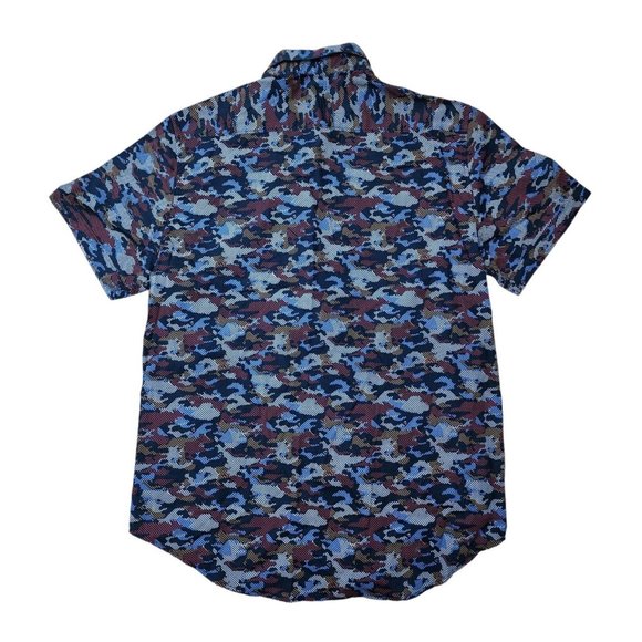 Robert Graham NWT Blue Shirt Contrast Shortsleeve Button Medium - Picture 3 of 4